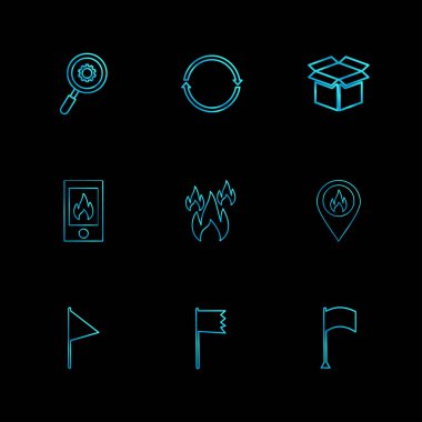 farklı minimalist düz vektör app simgeler siyah arka plan üzerine