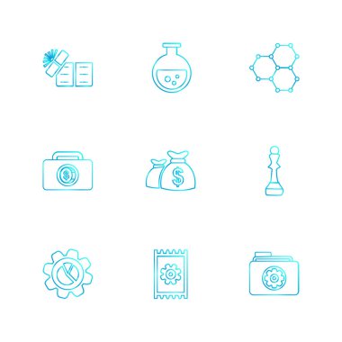 beyaz zemin üzerine minimalist düz vektör app simge kümesi