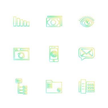 minimalist düz vektör app simgeleri beyaz arka plan üzerinde