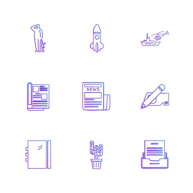 beyaz zemin üzerine minimalist düz vektör app simge kümesi