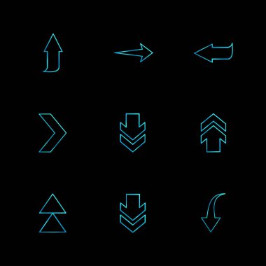 siyah arka plan üzerine minimalist düz vektör app simge kümesi