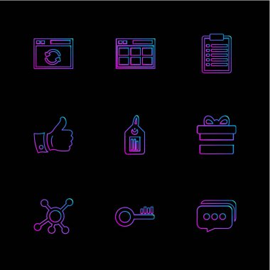 farklı minimalist düz vektör app simgeler siyah arka plan üzerine