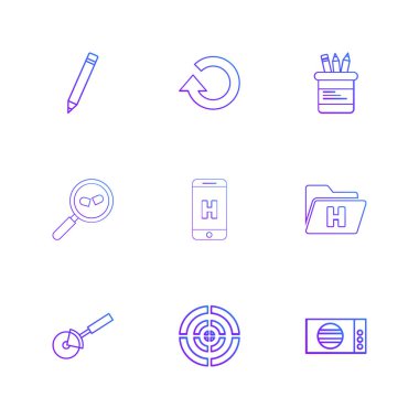 beyaz zemin üzerine minimalist düz vektör app simge kümesi