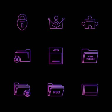 siyah arka plan üzerine minimalist düz vektör app simge kümesi