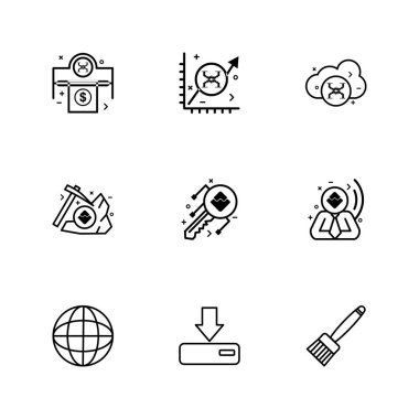 minimalist düz vektör app simgeleri beyaz arka plan üzerinde