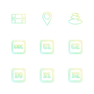 beyaz zemin üzerine minimalist düz vektör app simge kümesi