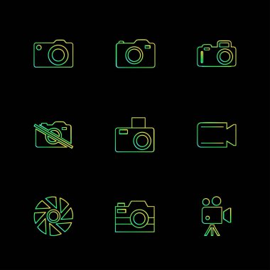 farklı minimalist düz vektör app simgeler siyah arka plan üzerine