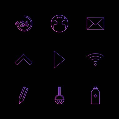 farklı minimalist düz vektör app simgeler siyah arka plan üzerine