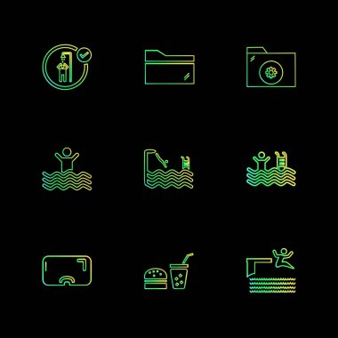 farklı minimalist düz vektör app simgeler siyah arka plan üzerine