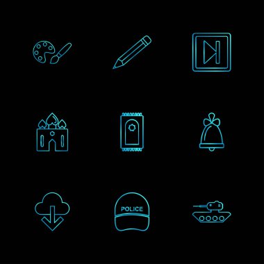 farklı minimalist düz vektör app simgeler siyah arka plan üzerine