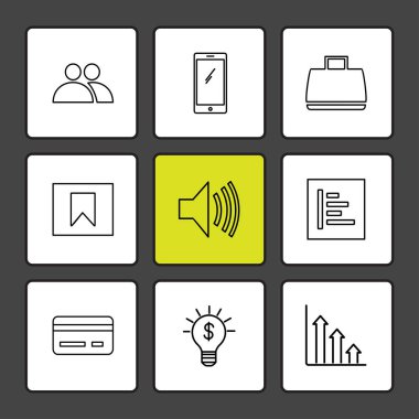 farklı minimalist düz vektör app simgeler siyah arka plan üzerine