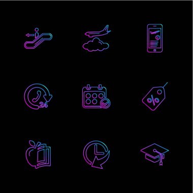 farklı minimalist düz vektör app simgeler siyah arka plan üzerine