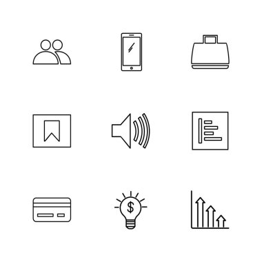 beyaz zemin üzerine minimalist düz vektör app simge kümesi