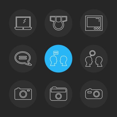 farklı minimalist düz vektör app simgeler siyah arka plan üzerine