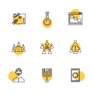 beyaz zemin üzerine minimalist düz vektör app simge kümesi