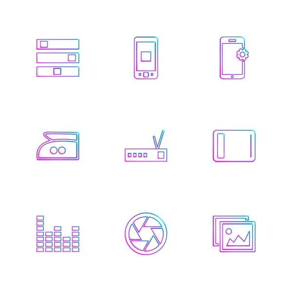 Set Icone Minimaliste App Vettoriali Piatte Sfondo Bianco — Vettoriale Stock