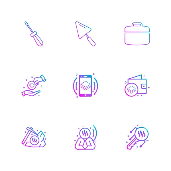 Iconos Ilustración Vectores Planos Conjunto Iconos Aplicaciones — Vector de stock