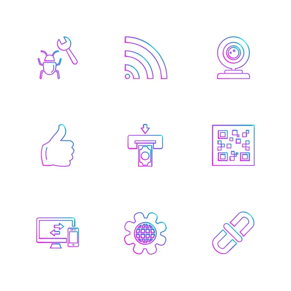 Set Various Theme App Icons Vector Illustrations — Stock Vector