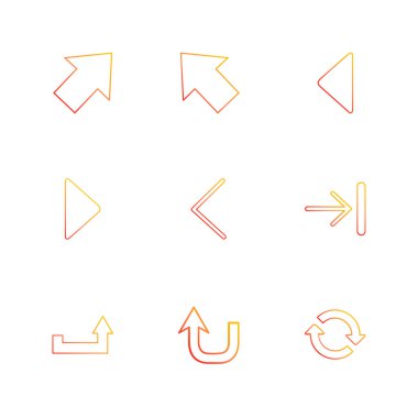 oklar yön işaretçiler yaratıcı simgeler ayarla, düz özel koleksiyon vektör