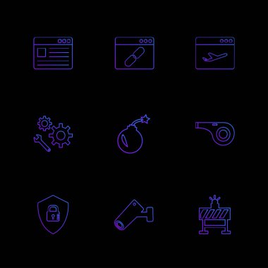 farklı minimalist düz vektör app simgeler siyah arka plan üzerine
