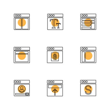 Beyaz arka plan üzerinde renkli daireler ile minimalist düz vektör app simgeleri