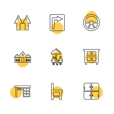 Beyaz arka plan üzerinde izole çeşitli tema app simge kümesi