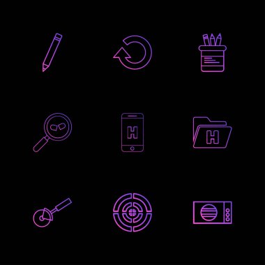 minimalist düz vektör app simgeler siyah arka plan üzerine 