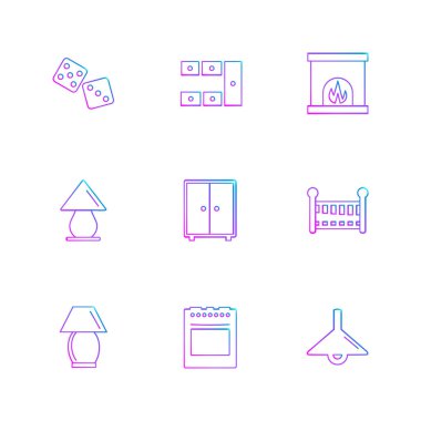 çeşitli tema app simgeler, vektör çizimler beyaz arka plan üzerinde set