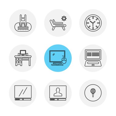 Beyaz arka plan üzerinde izole minimalist düz vektör app simgeleri