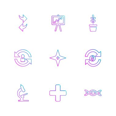 Beyaz arka plan üzerinde farklı minimalist düz vektör app simgeleri