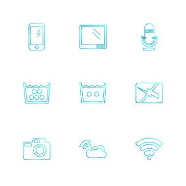 Beyaz arka plan üzerinde izole çeşitli tema app simge kümesi