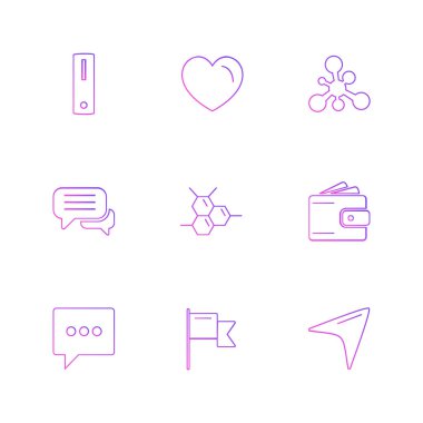 Beyaz arka plan üzerinde renkli minimalist düz vektör app simgeleri