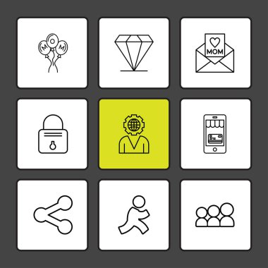 siyah arka plan üzerine çeşitli tema app simgelerin ayarlamak