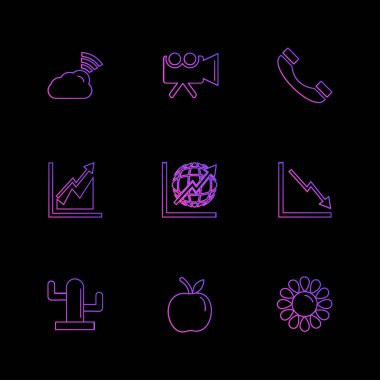 siyah arka plan üzerine çeşitli tema app simgelerin ayarlamak