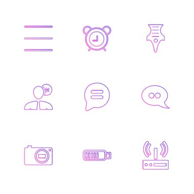 Beyaz arka plan üzerinde farklı minimalist düz vektör app simgeleri