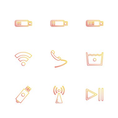 Beyaz arka plan üzerinde renkli minimalist düz vektör app simgeleri