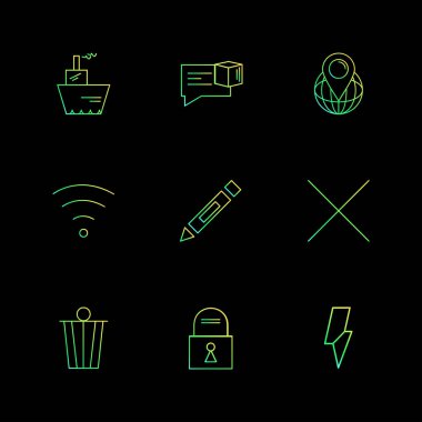 farklı minimalist düz vektör app simgeler siyah arka plan üzerine