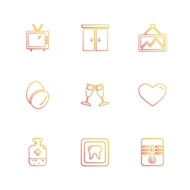 minimalist düz vektör app simgeleri beyaz arka plan üzerinde