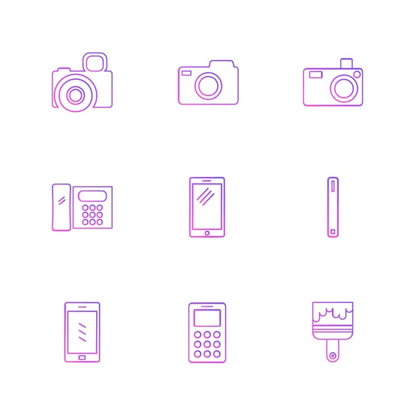 Set Various Theme App Icons Vector Illustrations — Stock Vector