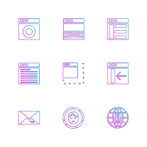 Icônes Colorées Vecteur Plat Minimaliste App Sur Fond Blanc — Image vectorielle