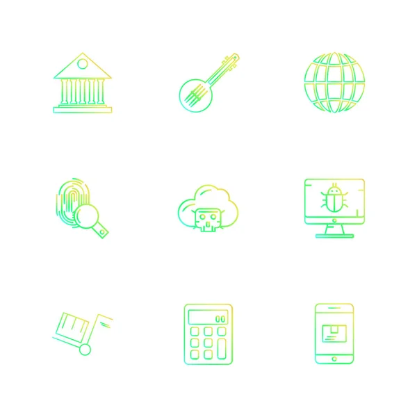 Set Various Theme App Icons Vector Illustrations — Stock Vector