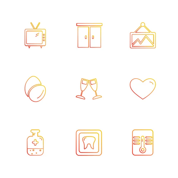 Minimalistische Platte Vector App Pictogrammen Witte Achtergrond — Stockvector