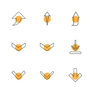 oklar yön işaretçiler yaratıcı simgeler ayarla, düz özel koleksiyon vektör