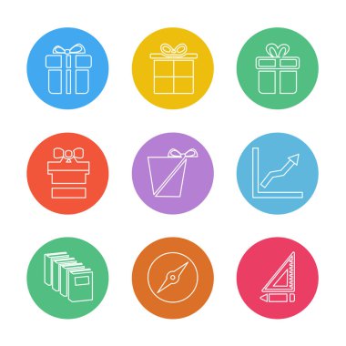 Beyaz arka plan üzerinde izole minimalist düz vektör app simgeleri