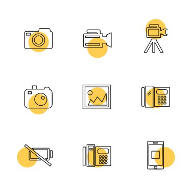 Beyaz arka plan üzerinde farklı minimalist düz vektör app simgeleri