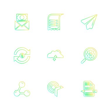 Beyaz arka plan üzerinde farklı minimalist düz vektör app simgeleri