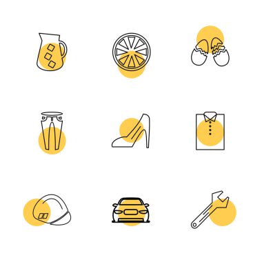 Beyaz arka plan üzerinde izole çeşitli tema app simge kümesi