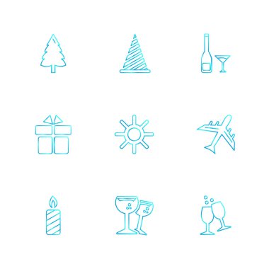 Beyaz arka plan üzerinde farklı minimalist düz vektör app simgeleri