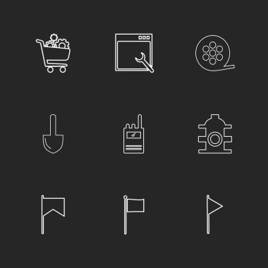 farklı minimalist düz vektör app simgeler siyah arka plan üzerine