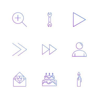 Beyaz arka plan üzerinde farklı minimalist düz vektör app simgeleri